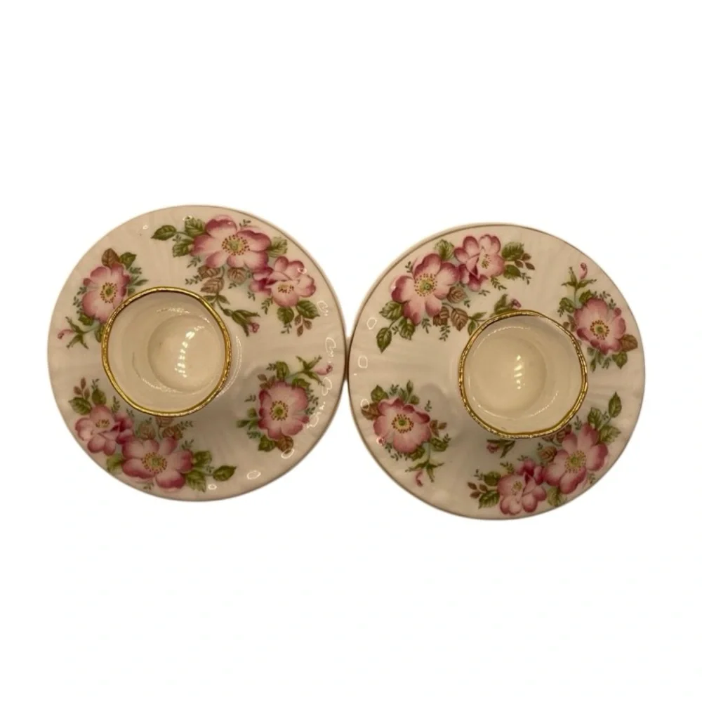 Royal Grafton Wild Rose Jacobean Set of (2) Candle Holders • Made in England